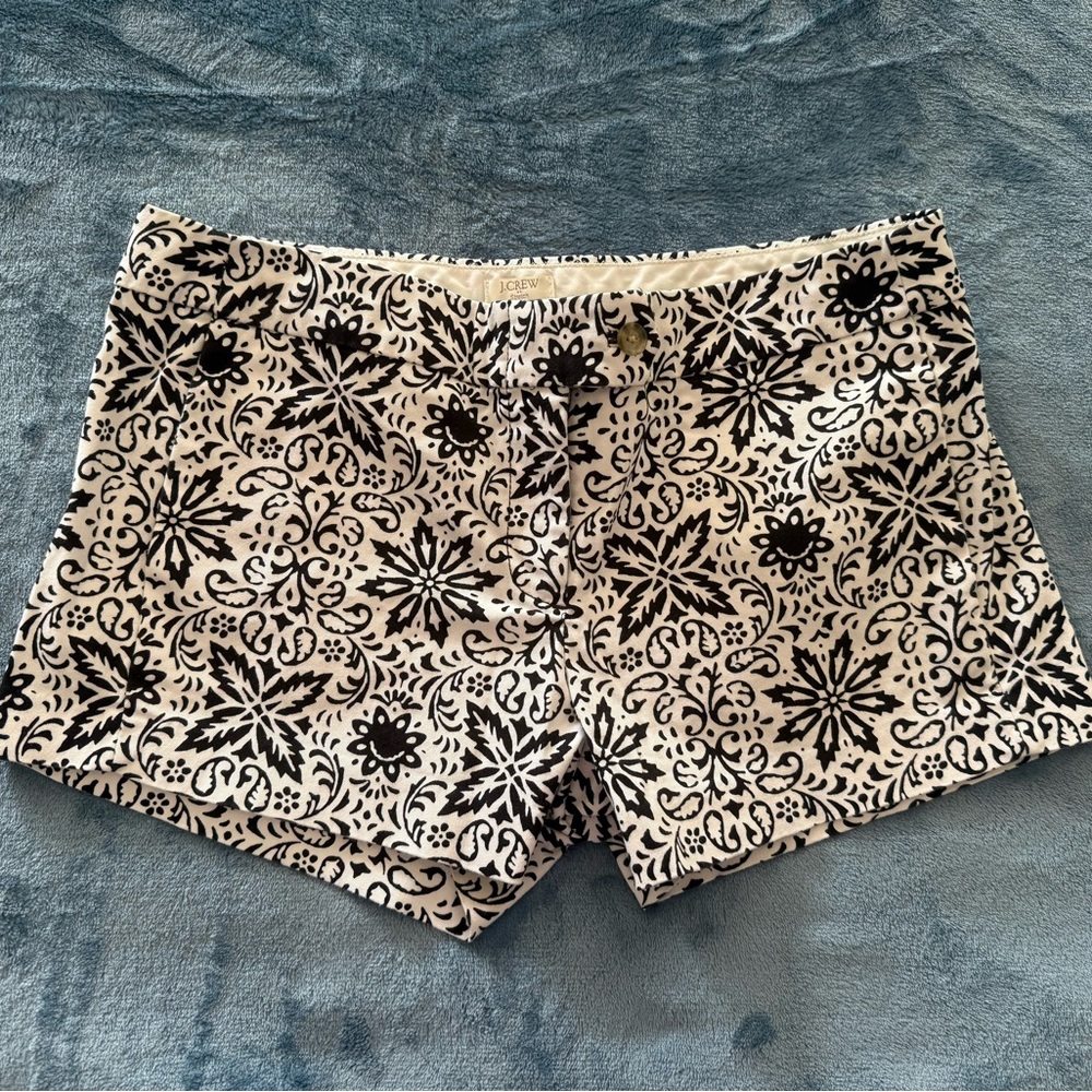 J. Crew Black and White Floral Shorts